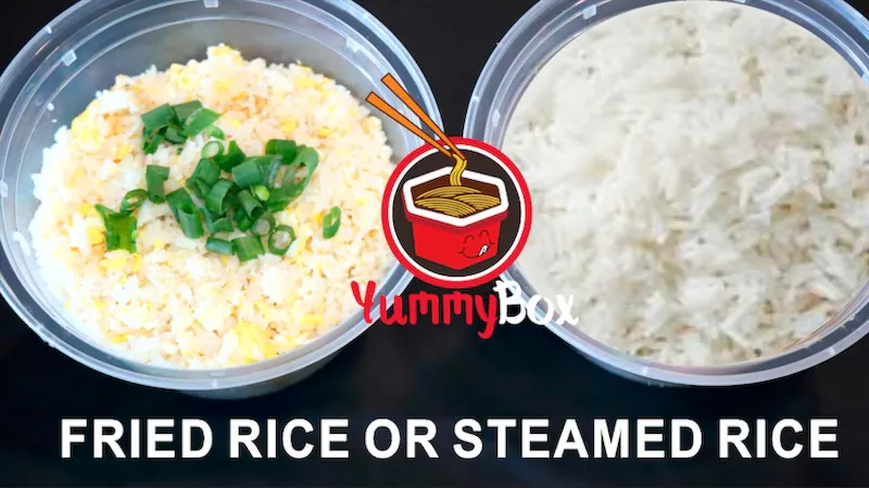 Two options: fried rice with scallions or plain steamed rice at Yummy Box, a Chinese restaurant in Gilbert